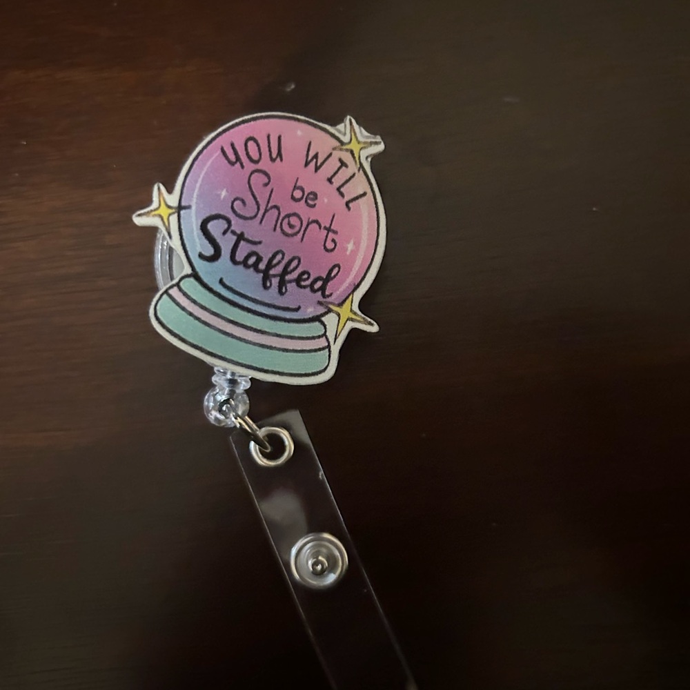 Crystal Ball Badge Reel - Pastel Pink & Teal